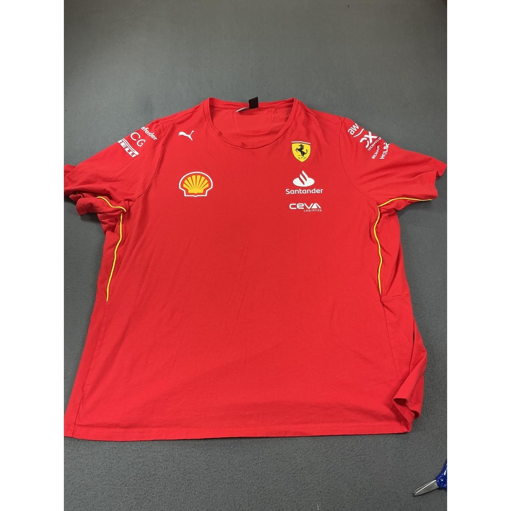PUMA Shirt Mens 3XL Red Ferrari Scuderia Team Graphic Shell Logos Official